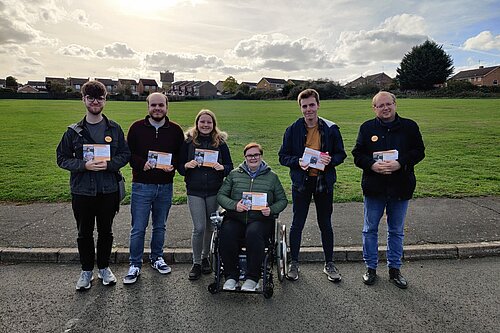 A group of Young Liberals out helping campaign for Liberal Democrat Liam Wilson