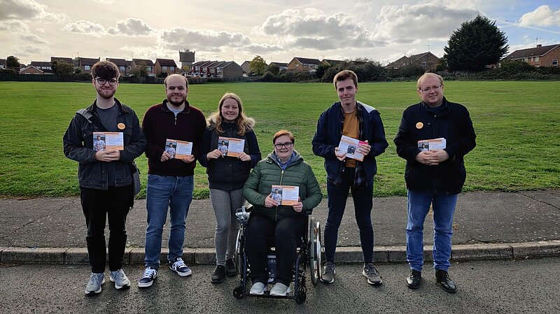 A group of Young Liberals out helping campaign for Liberal Democrat Liam Wilson